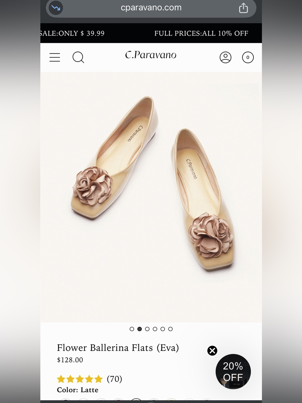 C.Paravano Flower Ballerina Flats - Latte